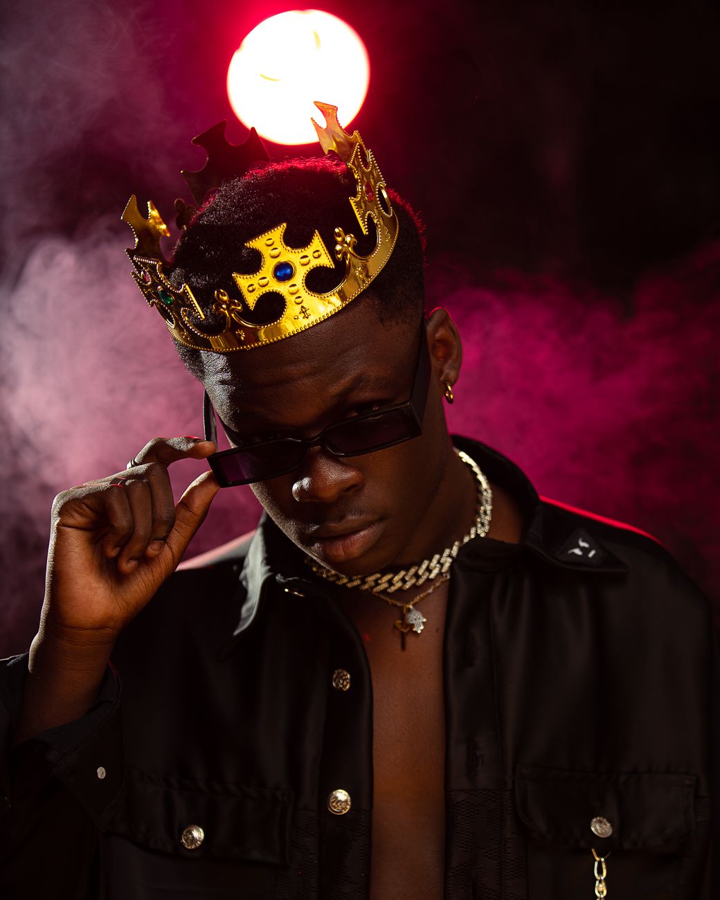 portrait of african american man in a crown